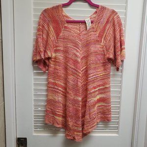 Faded Glory Double V-Neck Knit Top L